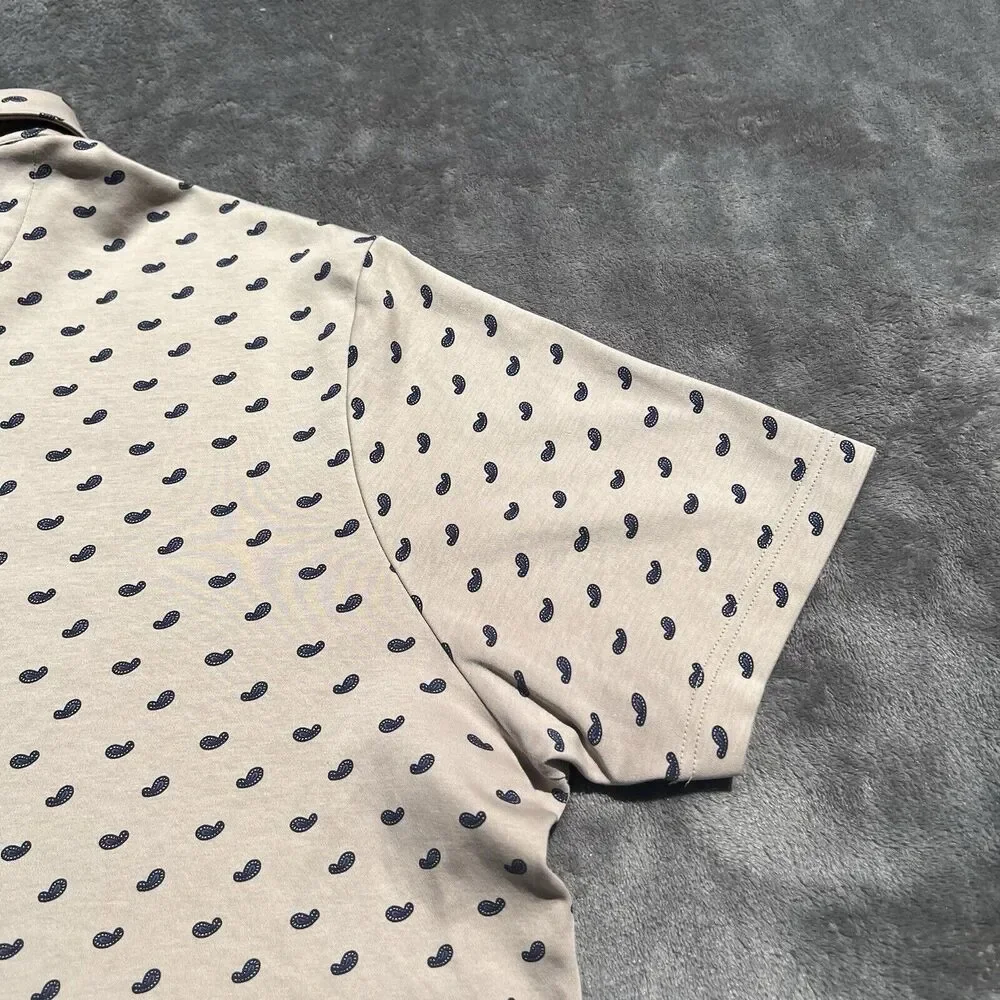 Cremieux Classics Mens Polo Shirt Size‎ L Khaki Geo Print
